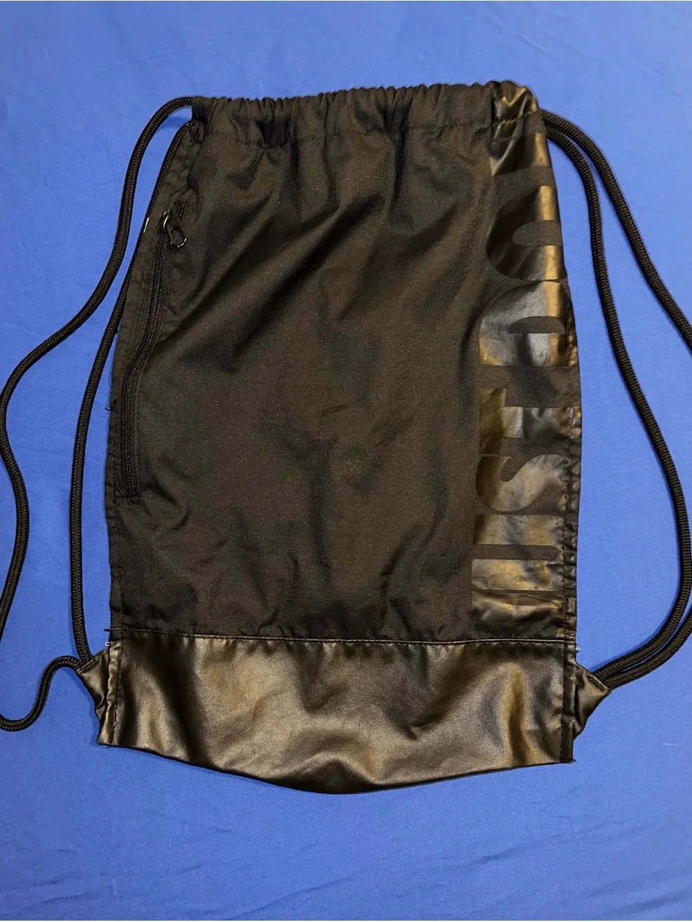 Nike Black Drawstring Gym Sack with White Swoosh Accent